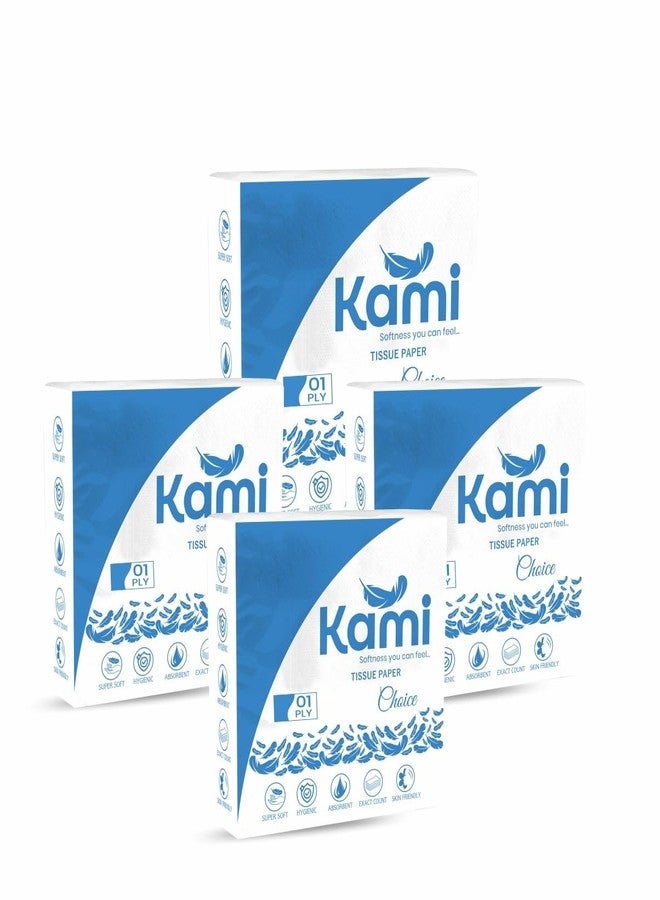 كامي مناديل ورقية من كامي، 320 منديل، فائقة الامتصاص، ناعمة، طبقة واحدة (27 × 30 سم)، 80 منديل في العبوة - مثالية للاستخدام المنزلي والمطبخ والمكتب - عبوة من 4 قطع - Image 1