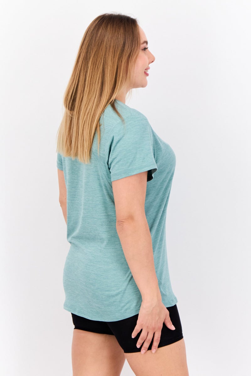 HEAD Women Slim Fit Short Sleeve Outdoor T-Shirt, Green - Image 2