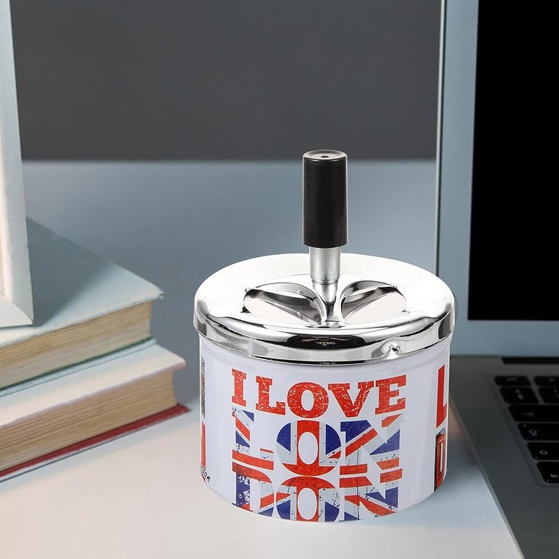 مطفأة سجائر معدنية مقاومة للرياح بغطاء مع فلتر مانع للدخان لحامل الرماد للاستخدام الداخلي في المنزل والمكتب - Image 4