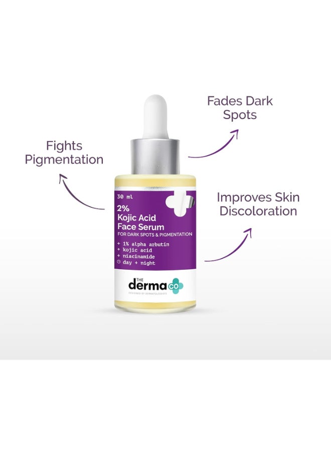 THE derma Co - 2% Kojic Acid Face Serum With 1% Alpha Arbutin And Niacinamide For Dark Spots And Pigmentation, 30ml - Image 1