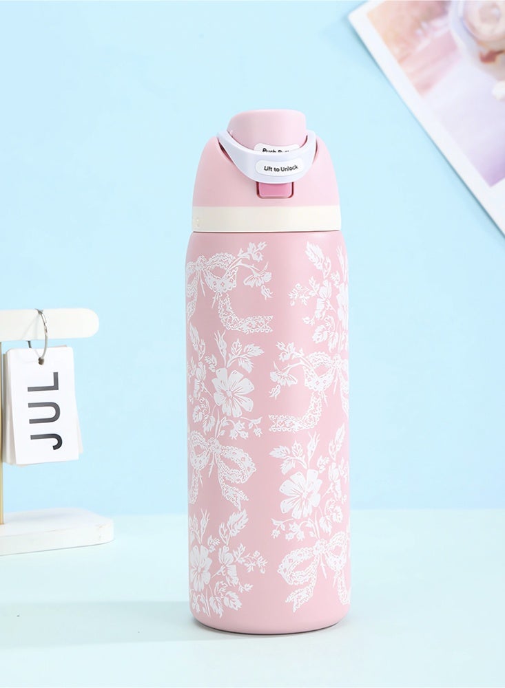 Owala （Ribbon Toile 32OZ）FreeSip Insulated Stainless Steel Water Bottle with Straw for Sports, Travel, and School BPA-Free Sports Water Bottle - Image 1