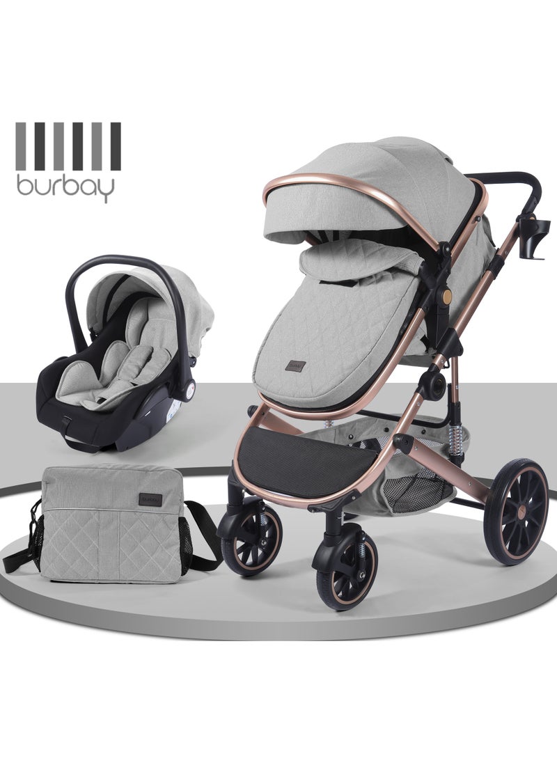 burbay 4 in 1 Baby Stroller Street Stroller, Rocking Car Chair, Sling Carrier, Mummy & Baby Accessories Bag by BURBAY 