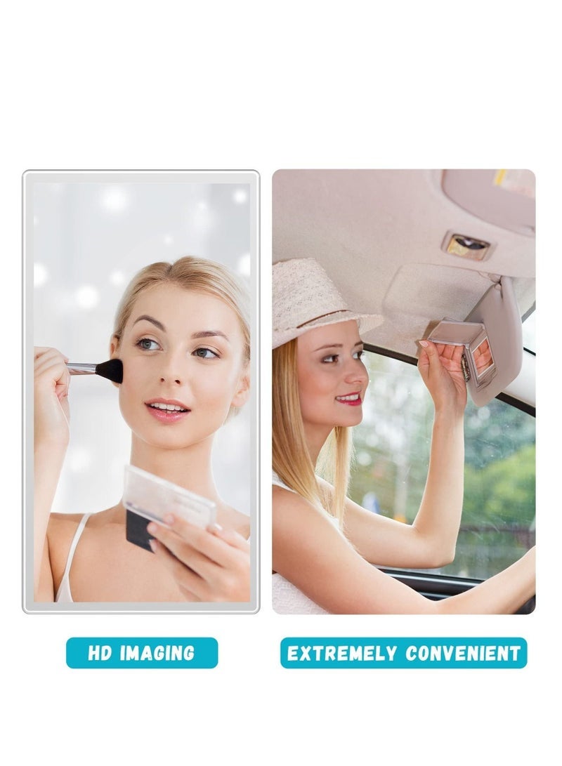 SYOSI 2 Pieces Car Visor Mirrors Makeup Mirror for Car Visor Stick on Car Vanity Mirror Sun-Shading Cosmetic Mirror Large Stainless Steel Wife Girlfriend Make Up in Car 5.91 x 3.15 Inch and 4.33 x 2.36 Inch - Image 4