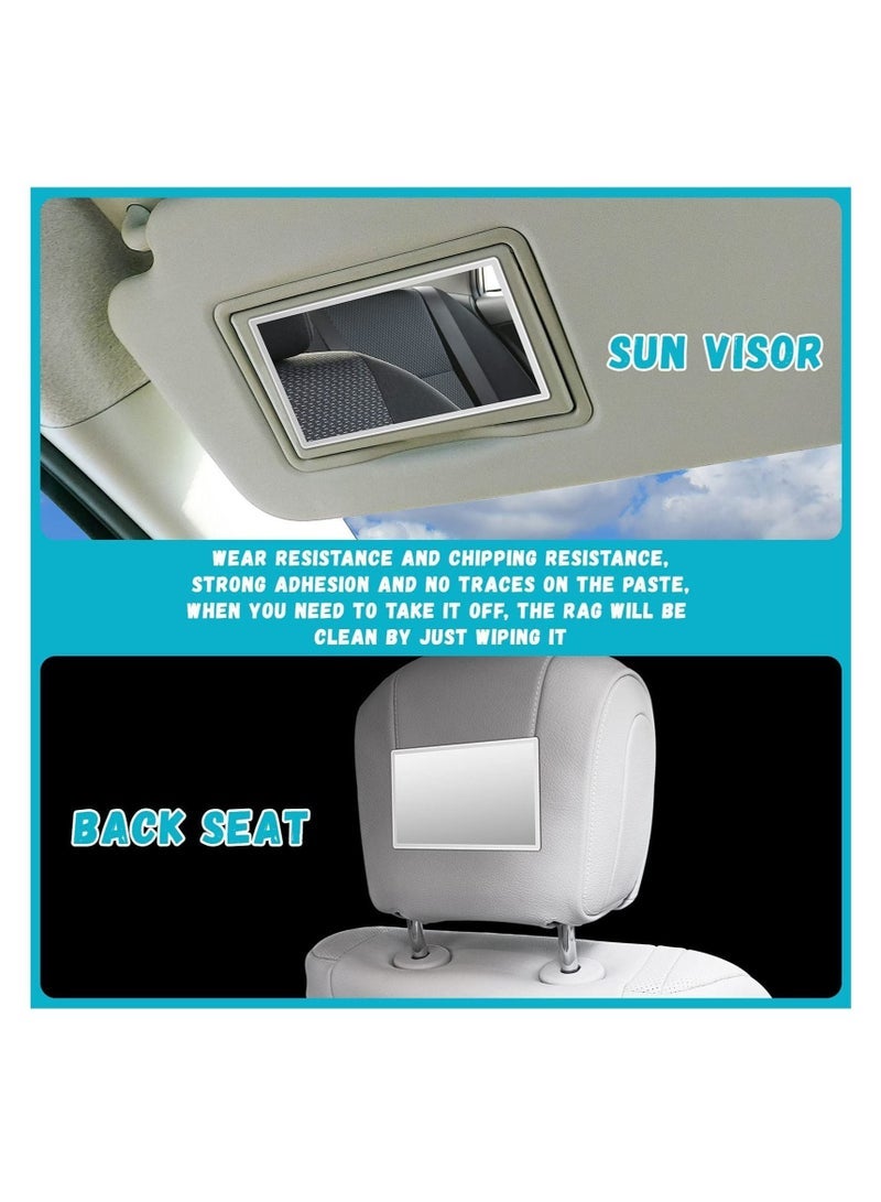 SYOSI 2 Pieces Car Visor Mirrors Makeup Mirror for Car Visor Stick on Car Vanity Mirror Sun-Shading Cosmetic Mirror Large Stainless Steel Wife Girlfriend Make Up in Car 5.91 x 3.15 Inch and 4.33 x 2.36 Inch - Image 3