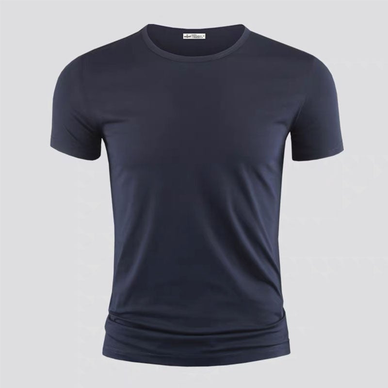 Summer Short-Sleeved T-Shirt Men'S Round Neck Solid Color Slim-Fit Half-Sleeved Fashionable All-Match Casual Top Young And Middle-Aged Sports T-Shirt - Image 5