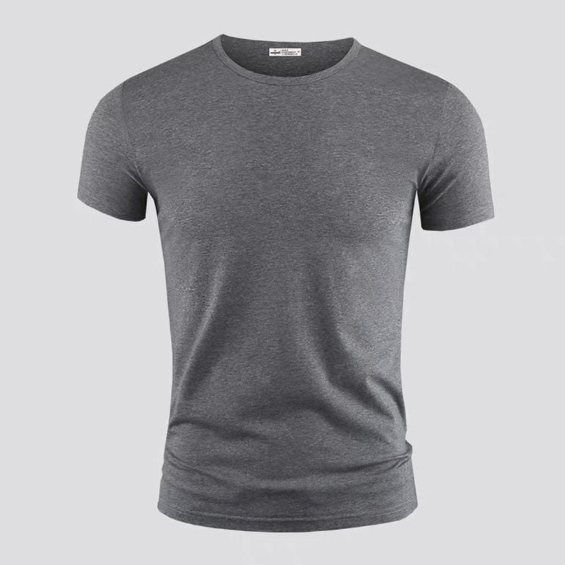 Summer Short-Sleeved T-Shirt Men'S Round Neck Solid Color Slim-Fit Half-Sleeved Fashionable All-Match Casual Top Young And Middle-Aged Sports T-Shirt - Image 4