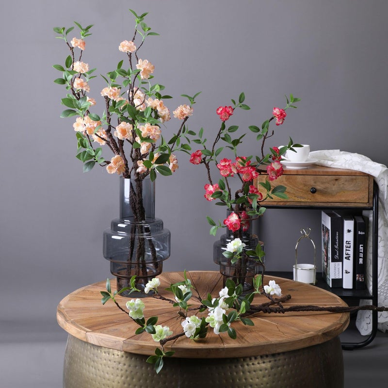 WEISPARK Artificial Flowers, 2pcs Fake Cherry Blossom Branches 31 Inch Long Stem Silk Flowers for DIY Vase Home Hotel Office Wedding Party Garden Decor (Champagne) - Image 5