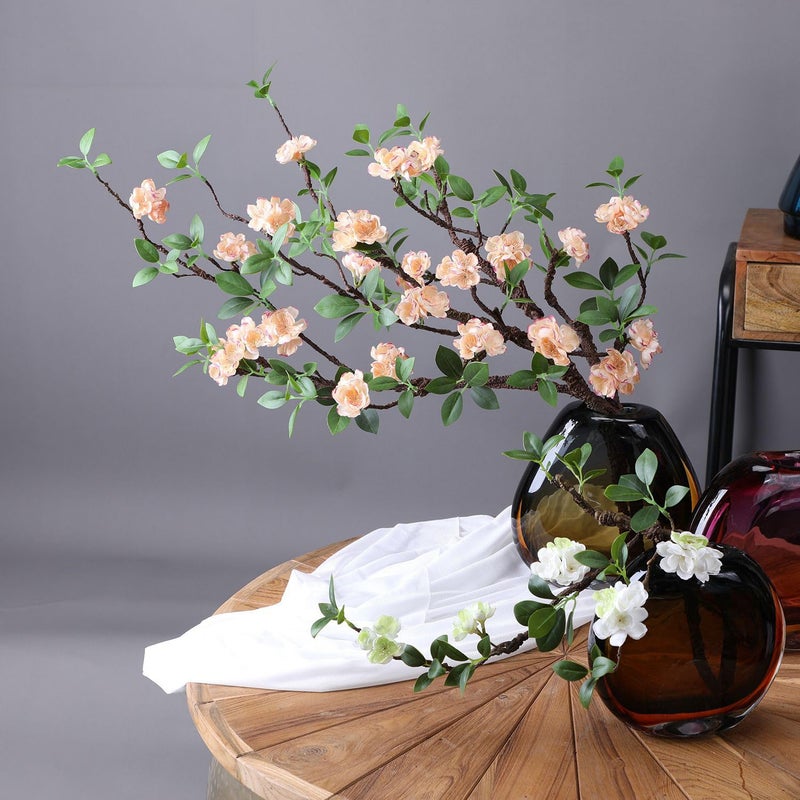 WEISPARK Artificial Flowers, 2pcs Fake Cherry Blossom Branches 31 Inch Long Stem Silk Flowers for DIY Vase Home Hotel Office Wedding Party Garden Decor (Champagne) - Image 3