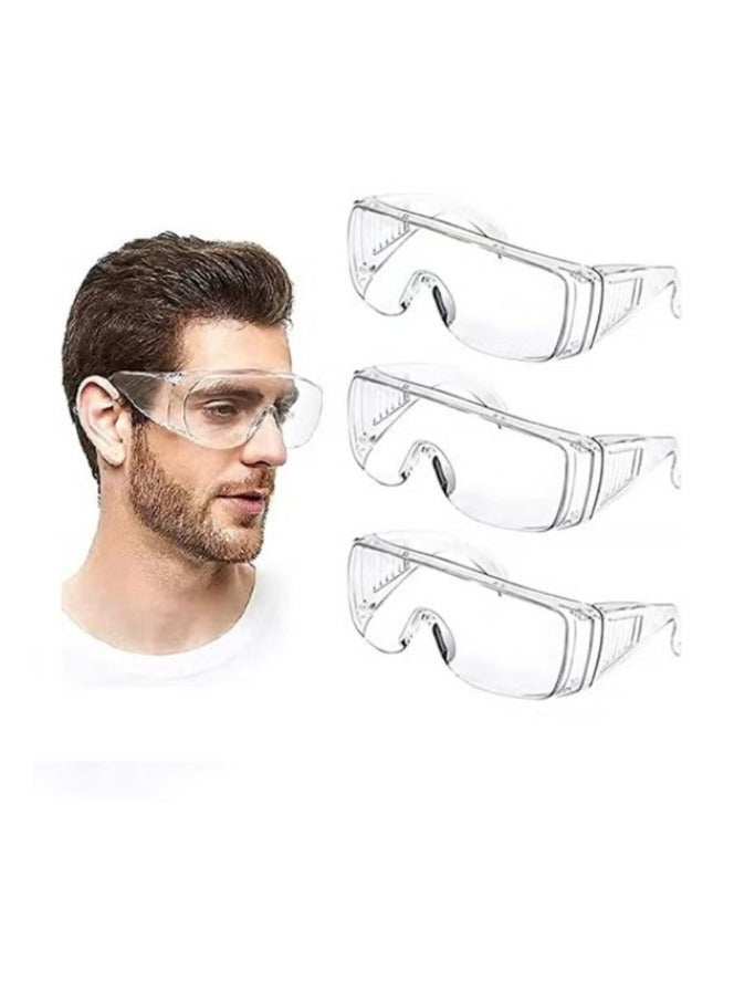 Anti Fog Safety Glasses, Safety Goggles Over Eyeglasses Pack of 3, Anti Dust Impact Scratch Resistant Splash Proof Chemical Clear Lens Wrap Around Eye Protection for Nurses Workers Architect etc - Image 1