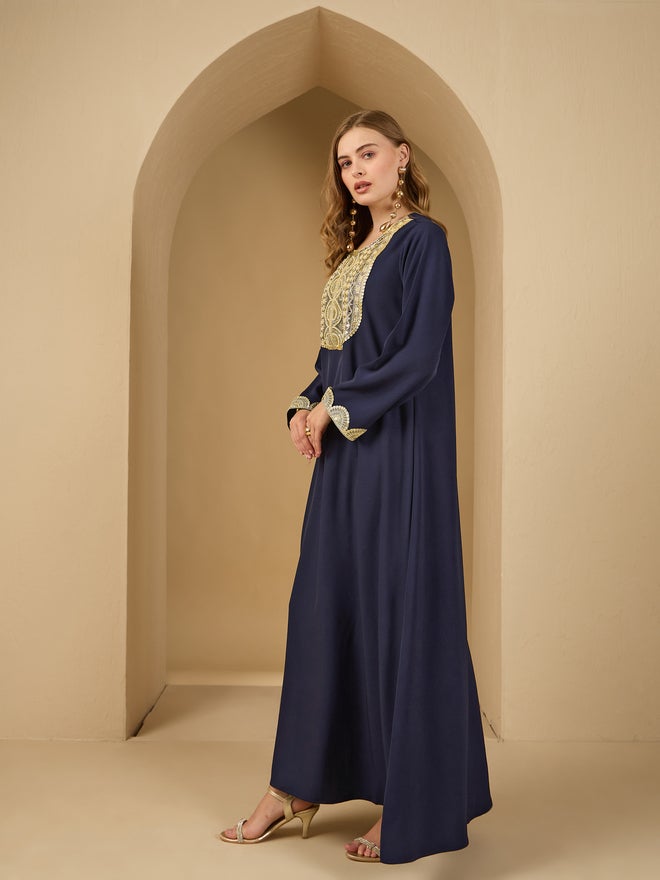 Styli Amirah Lace Trim Round Neck A-Line Jalabiya  - Image 3