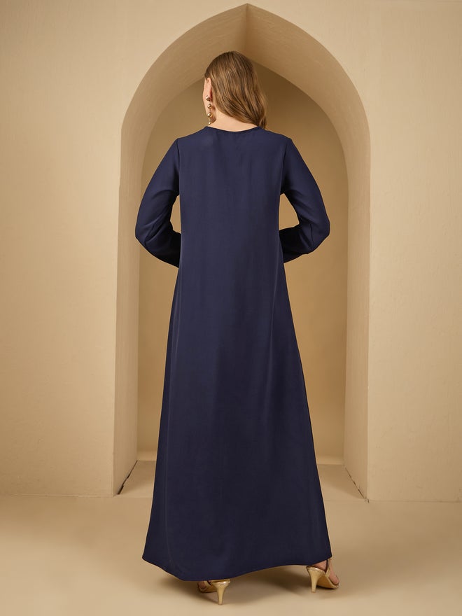 Styli Amirah Lace Trim Round Neck A-Line Jalabiya  - Image 5