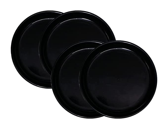 Everbuy® BPA Free Microwave Safe Full Plate Set for Kitchen Daily Use (28 cm) Black Dinner Plate (Pack of 6) - Image 2