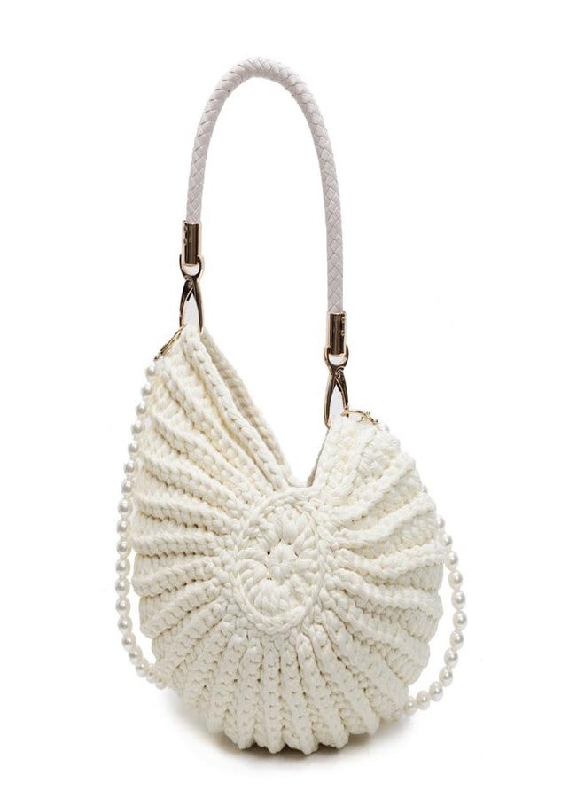 Avilego Handwoven Fashion Crossbody Bag Seashell Bag Boho Clutch with Pearl Strap Crochet Beach Bags - Image 1