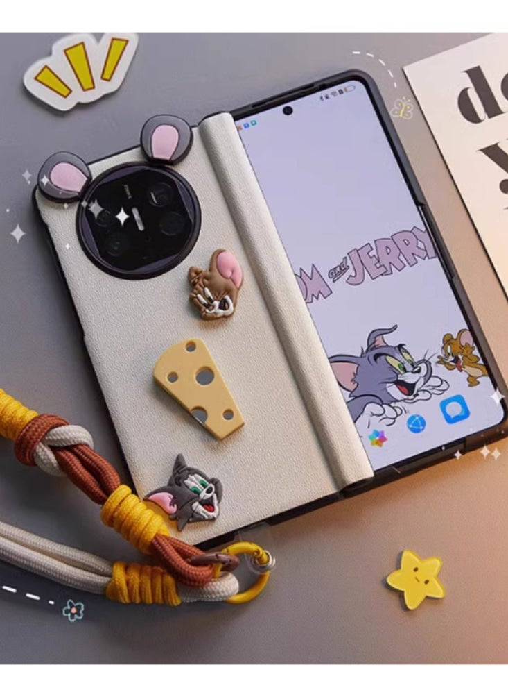 Generic - HUAWEI MATEX3 Mobile Phone Case Folding Screen All-inclusive Folding Protective Case Tom and Jerry Back Shell + Shell Membrane Integrated Front Shell + Handheld - Image 1