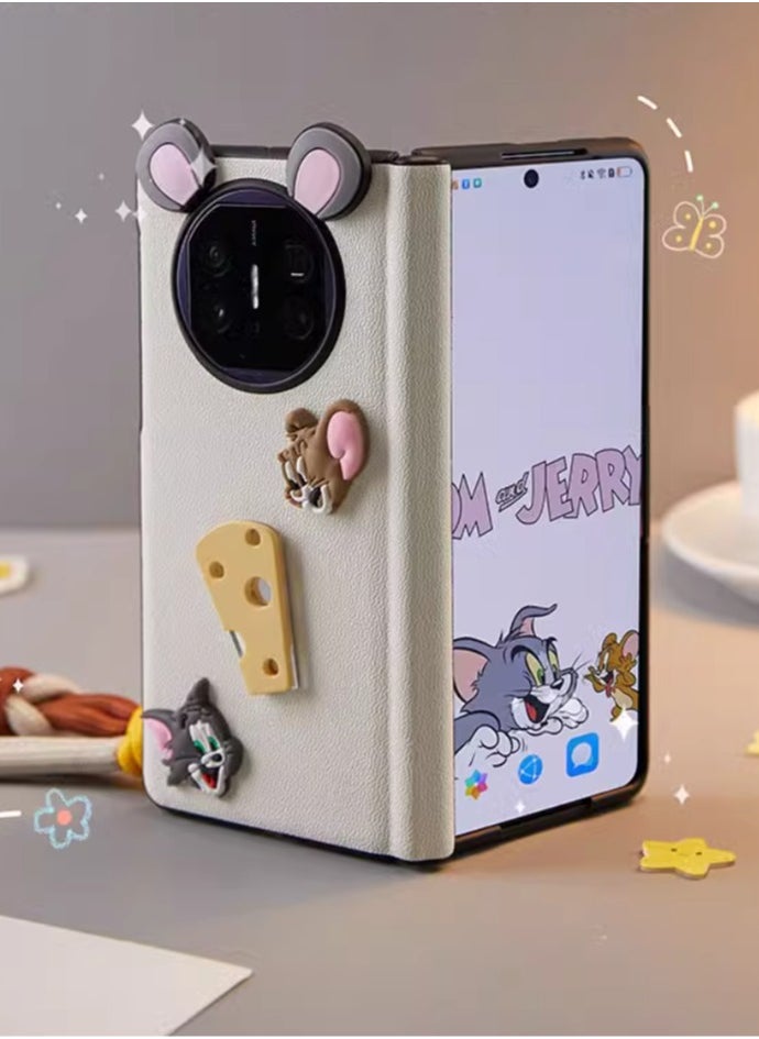Generic - HUAWEI MATEX3 Mobile Phone Case Folding Screen All-inclusive Folding Protective Case Tom and Jerry Back Shell + Shell Membrane Integrated Front Shell + Handheld - Image 1