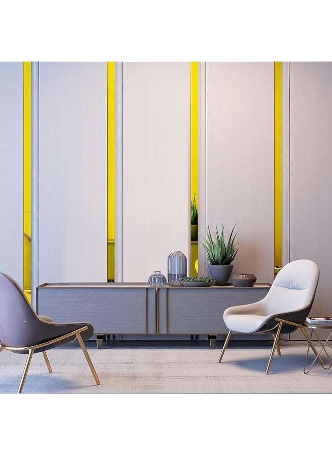 erorex Golden Mirror Wall Stickers Striped Design Diy Self Adhesive Wall Murals Line Border Decals Mirror Art Tile Decal Removable Acrylic Mirror Strips For Home Art Wall Decor Supplies 3M Width 3Cm  - Image 4