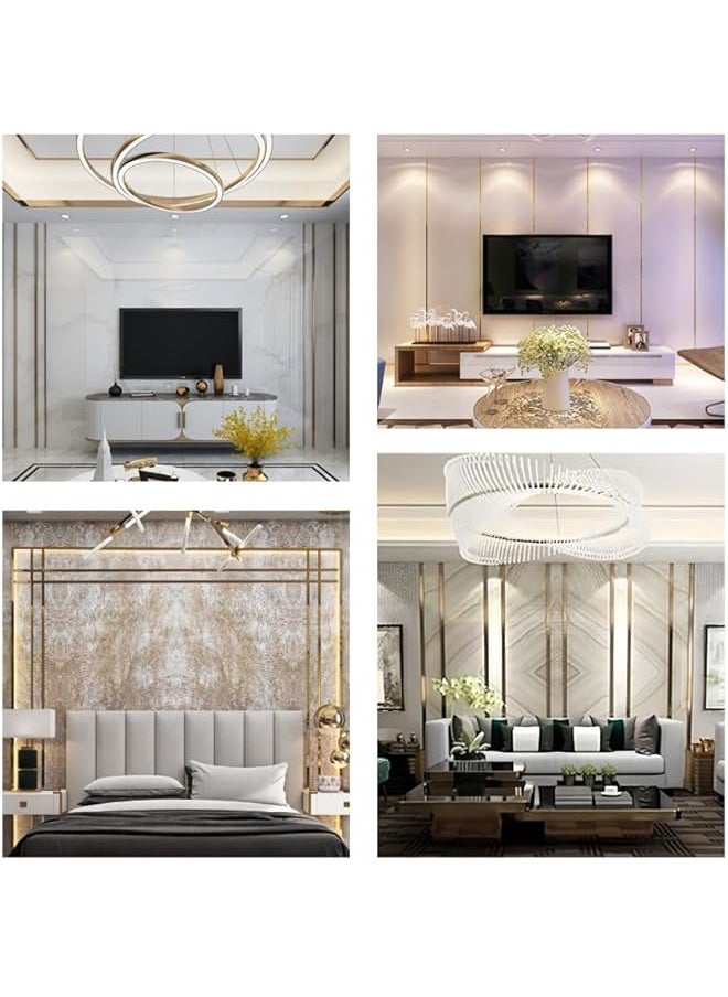 erorex Golden Mirror Wall Stickers Striped Design Diy Self Adhesive Wall Murals Line Border Decals Mirror Art Tile Decal Removable Acrylic Mirror Strips For Home Art Wall Decor Supplies 3M Width 3Cm  - Image 5