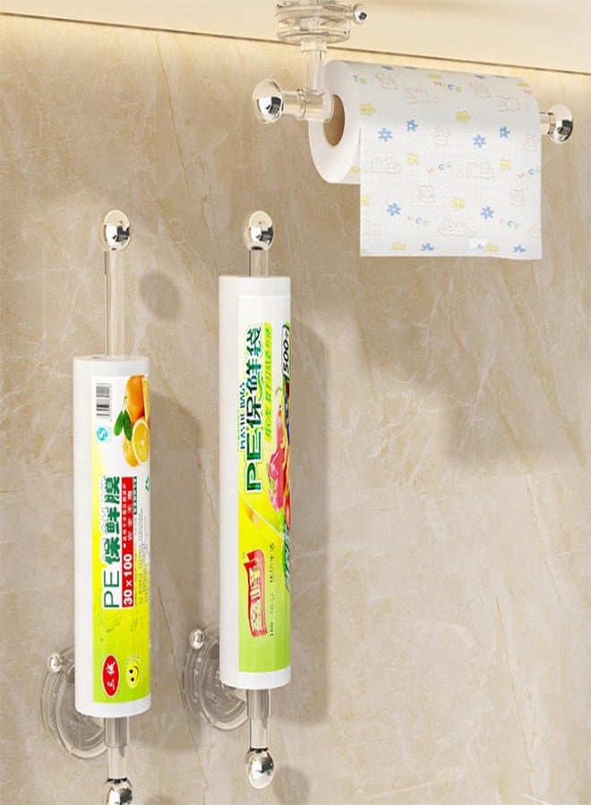 Cciphy Adjustable Self Adhesive Paper Towel Holder Under Cabinet, Suction Cup Paper Towel Holder, Wall Mount Paper Roll Dispense Hook Organizer Storage Holder (Transparent) - Image 3
