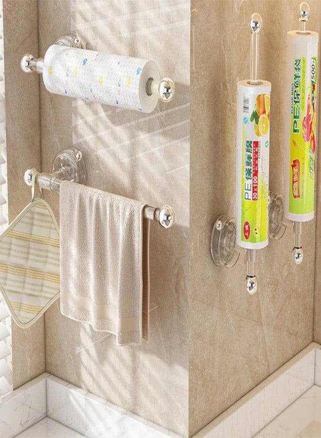 Cciphy Adjustable Self Adhesive Paper Towel Holder Under Cabinet, Suction Cup Paper Towel Holder, Wall Mount Paper Roll Dispense Hook Organizer Storage Holder (Transparent) - Image 4