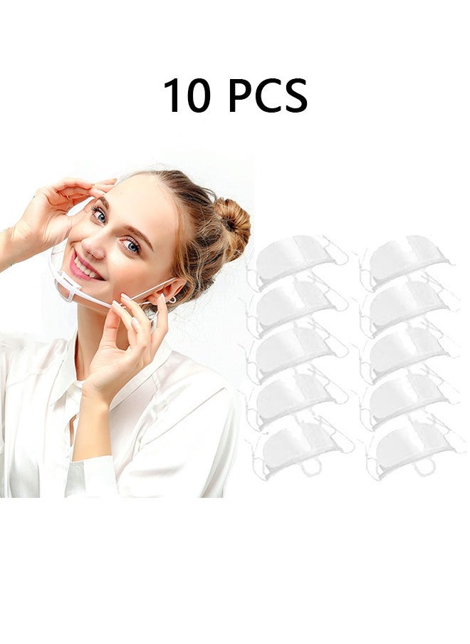 GMORO 10 Pcs Plastic Mask, Smile Transparent Mask, Anti-Fog Sanitary,Reusable, Women's Transparent Face Guard Skin Care, for Commercial Restaurant, Hotel Waiter, Chef, Beauty Salons  - Image 1