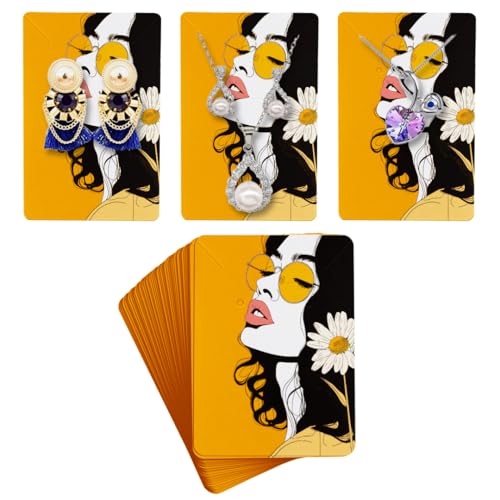 Festiko® Decorative Animated Jewellery Cards (Design 1, Pack of 200 Pcs), Jewellery Tags for Earring & Necklace, Rectangle Display Cards For Ornaments - Image 1