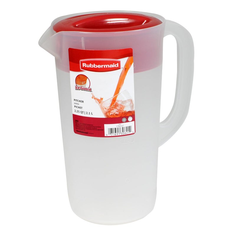 RUBBERMAID Covered Pitcher 2.25 qt - White with Red Cover - Image 2