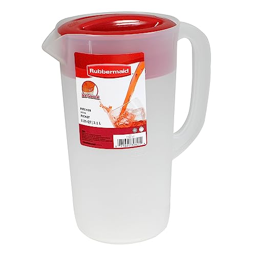 RUBBERMAID Covered Pitcher 2.25 qt - White with Red Cover - Image 1