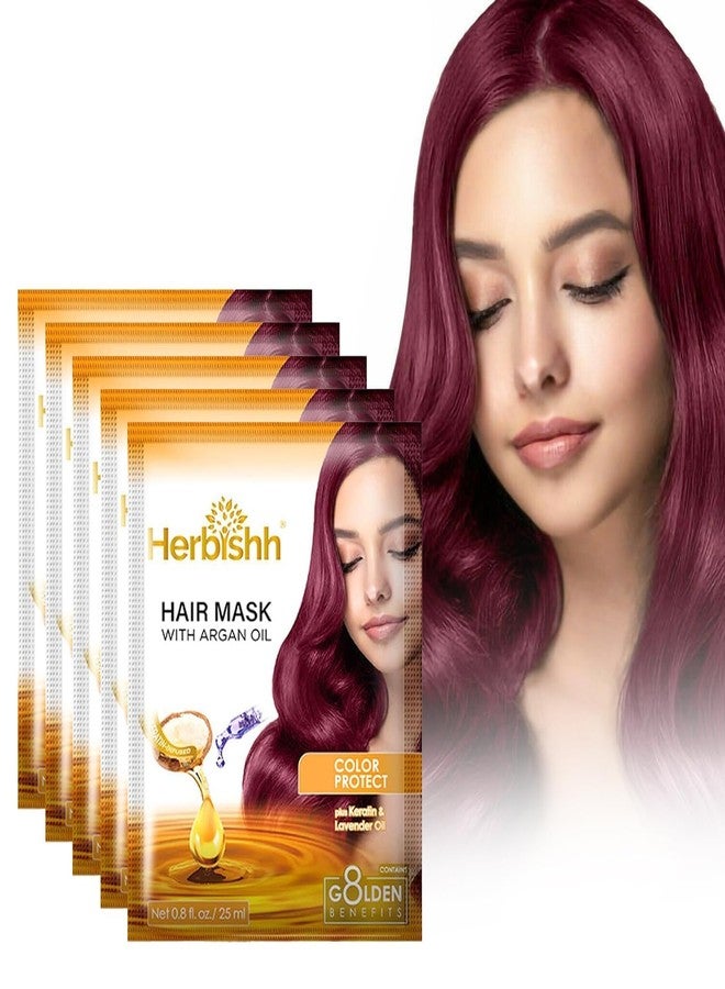 Herbishh Argan Hair Mask - Deep Conditioning & Hydration 25ml x 5 Pouches for Healthier, Nourished Hair | No Sulphates, No Parabens | Travel-Friendly Pack - Image 1