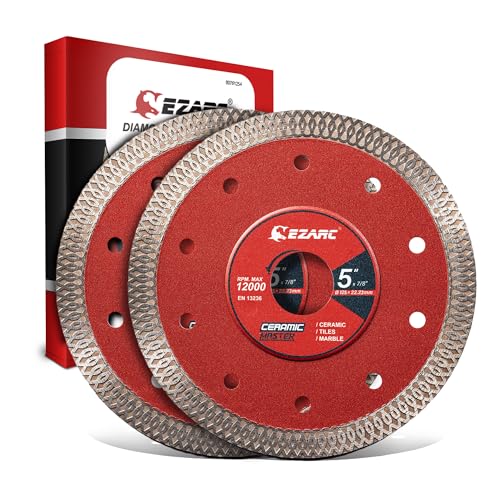 EZARC 5 inch Super Thin Diamond Blade, Diamond Saw Blades for Angle Grinder, 5" Tile Blade for Smooth Cutting Porcelain Ceramic Granite Marble Tile, 7/8"-20mm-5/8 Arbor (2-Pack) - Image 1