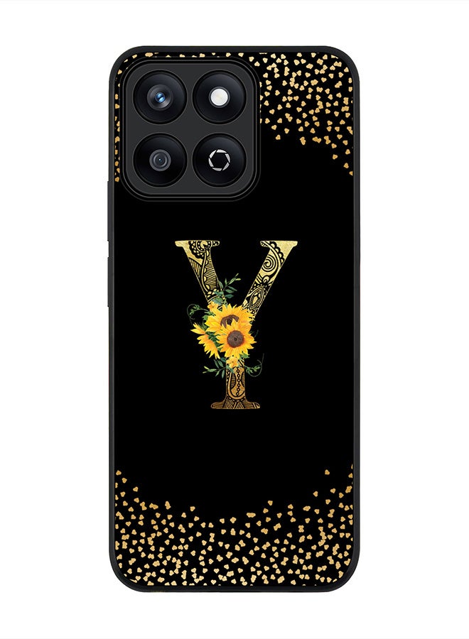 Stylizedd For Honor X7c 4G Case,Slim fit Camera Protection, Shockproof Thin Phone cover  - Custom Floral Monogram - Y ( Black ) - Image 1