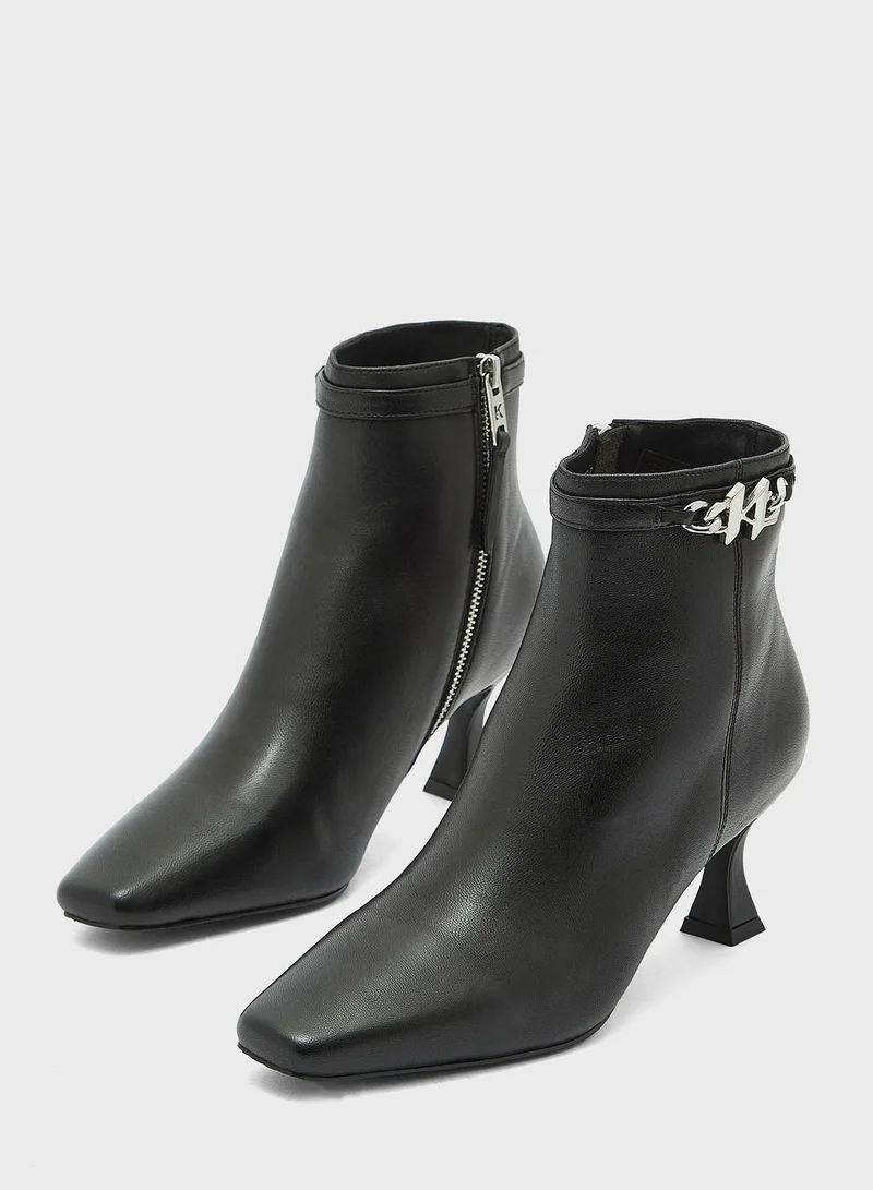 Karl Lagerfeld Panache Mid Heel Ankle Boots
