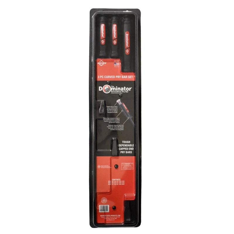 Mayhew Tools 61355 Dominator Pry Bar Set, 3-Piece Curved, Black Oxide Finish - Image 2