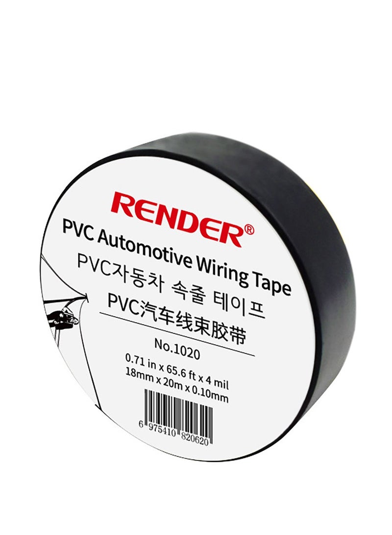 RENDER Electric Tape - Professional Grade - 18mm x 20m - PVC Electrical Insulating Tape for All Weather - Waterproof - Home Improvement Electrical Equipment (Black 5 Roll)  - Image 4