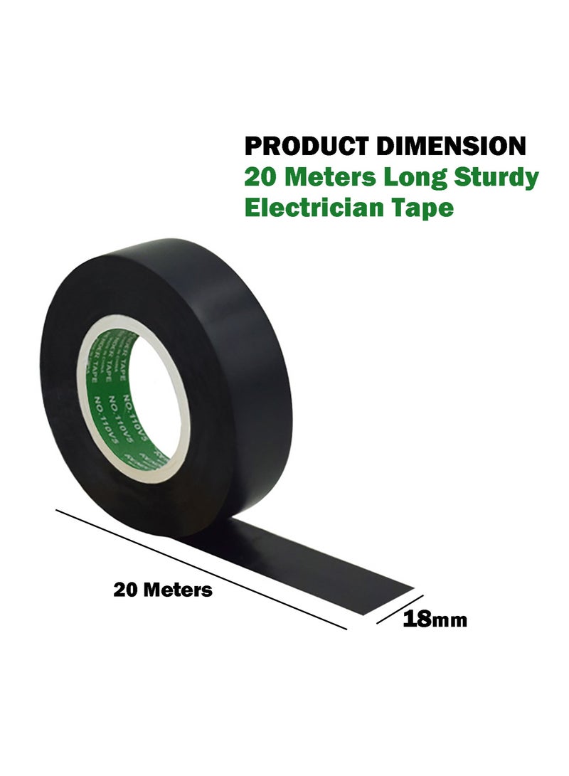 RENDER Electric Tape - Professional Grade - 18mm x 20m - PVC Electrical Insulating Tape for All Weather - Waterproof - Home Improvement Electrical Equipment (Black 5 Roll)  - Image 3