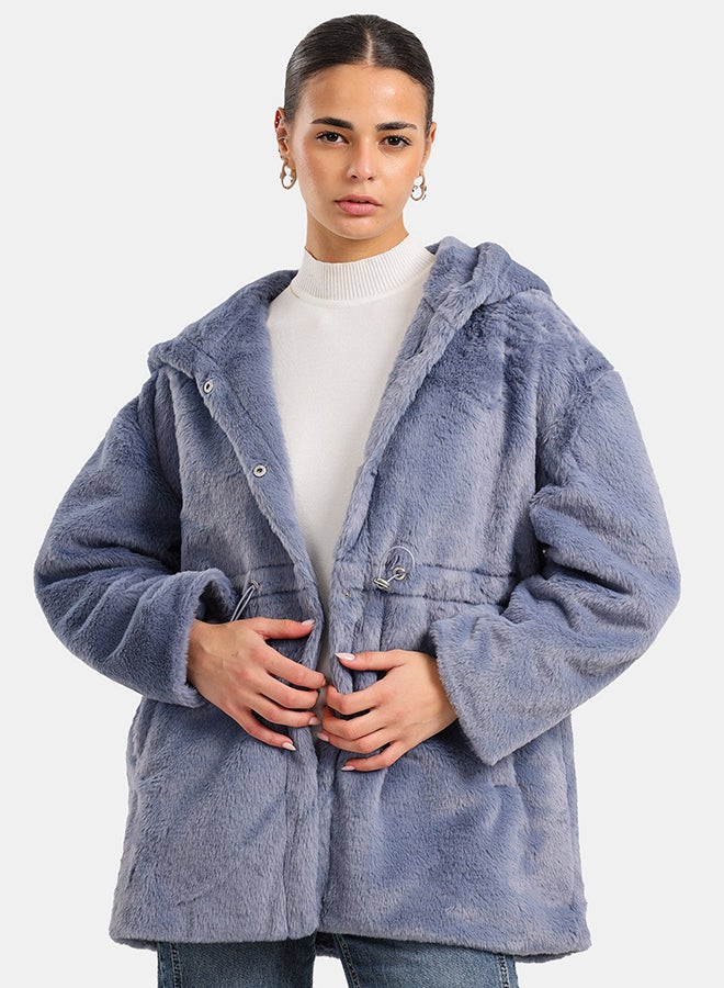 Clue Hooded Faux Fur Coat - Image 1