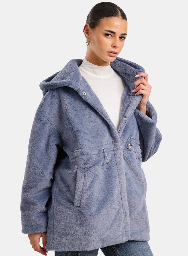 Clue Hooded Faux Fur Coat - Image 2