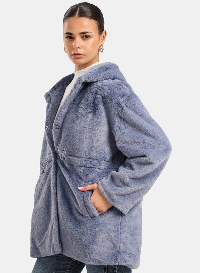 Clue Hooded Faux Fur Coat - Image 3