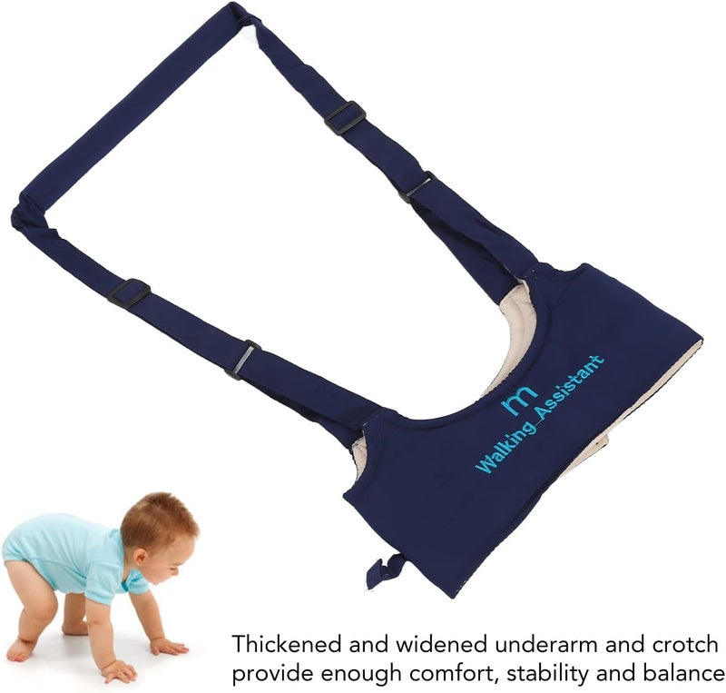 ZJchao Baby Walking Harness Handheld Kids Walker Helper Toddler Infant Walker Skin Friendly Relieve Back Pain Adjustable Prevent Getting Lost Child Walk Support Assist Trainer Tool Navy Blue - Image 4