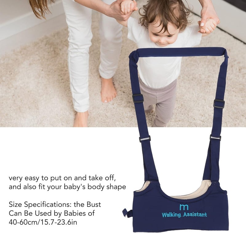 ZJchao Baby Walking Harness Handheld Kids Walker Helper Toddler Infant Walker Skin Friendly Relieve Back Pain Adjustable Prevent Getting Lost Child Walk Support Assist Trainer Tool Navy Blue - Image 3