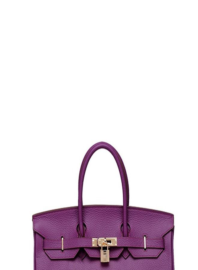 Loquat Gold Buckle Leather Handbag Purple  - Image 2