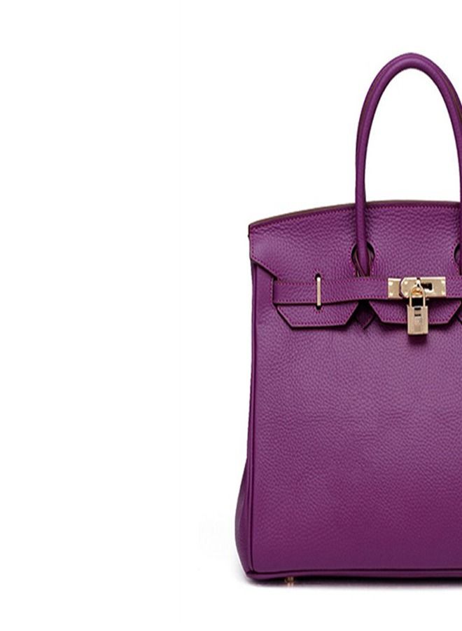 Loquat Gold Buckle Leather Handbag Purple  - Image 3
