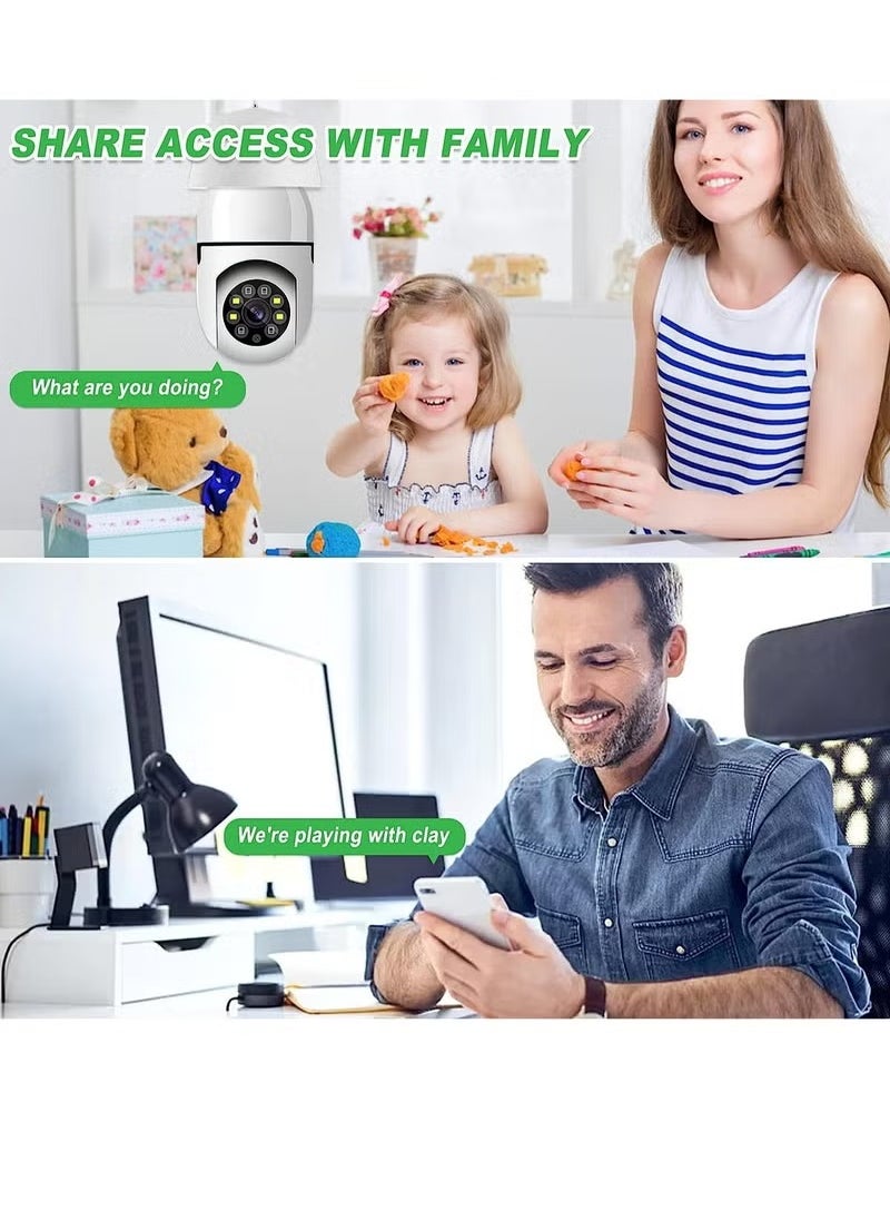 360 Degree Security Cameras Wireless Outdoor, 2.4GHz & 5G WiFi Light Bulb Camera, 1080p Wireless Cameras for Home Security, Indoor Security Camera System, Motion Detection