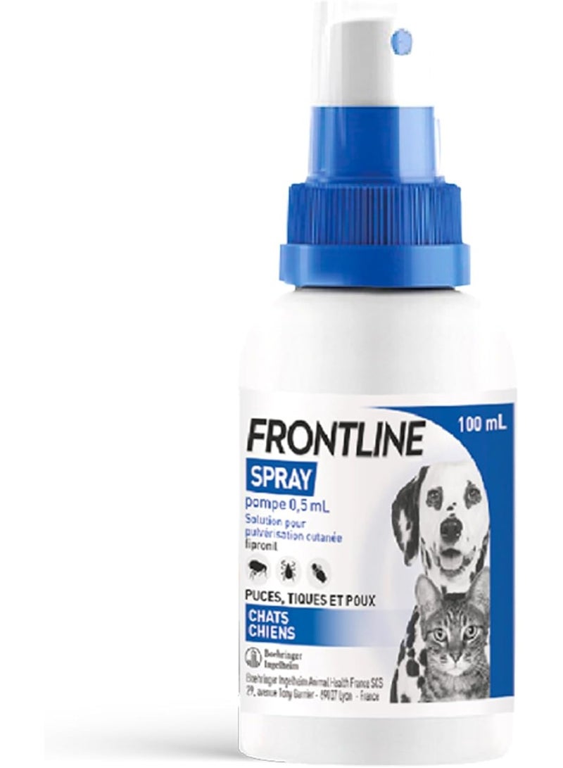 FRONTLINE Pump Spray 0.5ml - Dog & Cat Parasite - Flea & Tick Repellent, Tick Repellent - Emergency Treatment for Massive Flea & Tick Infestation - For Dogs & Cats -5Kg - 100ml - Image 1