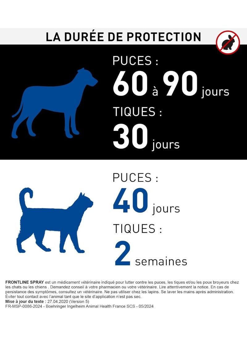 FRONTLINE Pump Spray 0.5ml - Dog & Cat Parasite - Flea & Tick Repellent, Tick Repellent - Emergency Treatment for Massive Flea & Tick Infestation - For Dogs & Cats -5Kg - 100ml - Image 5