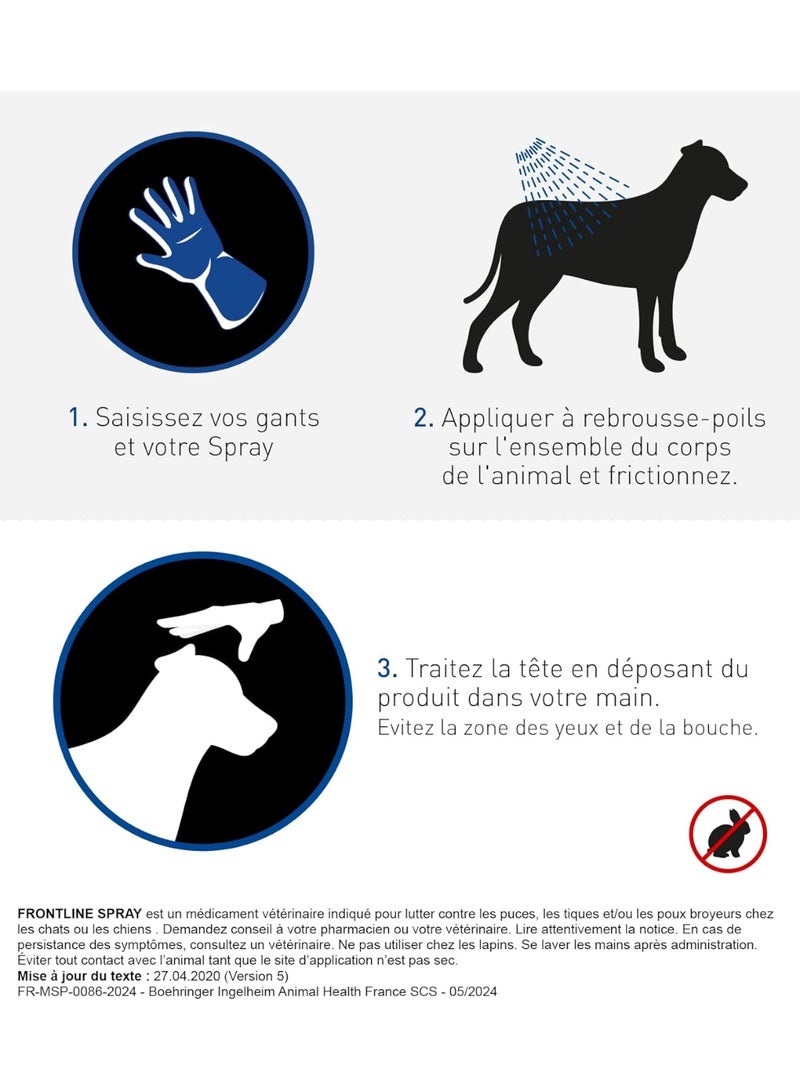 FRONTLINE Pump Spray 0.5ml - Dog & Cat Parasite - Flea & Tick Repellent, Tick Repellent - Emergency Treatment for Massive Flea & Tick Infestation - For Dogs & Cats -5Kg - 100ml - Image 4