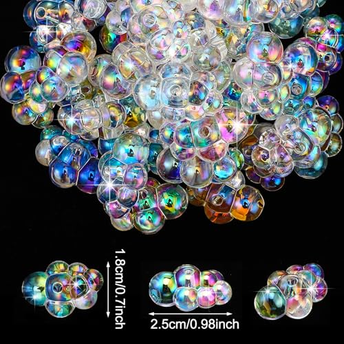 Liliaafar 50 Pcs Fake Bubble Clusters for Dollhouse Mini Bathtub Dollhouse Accessories AB Colors Acrylic Bubble Cloud Beads Doll House Items for Fairy Garden Beach DIY Craft - Image 5