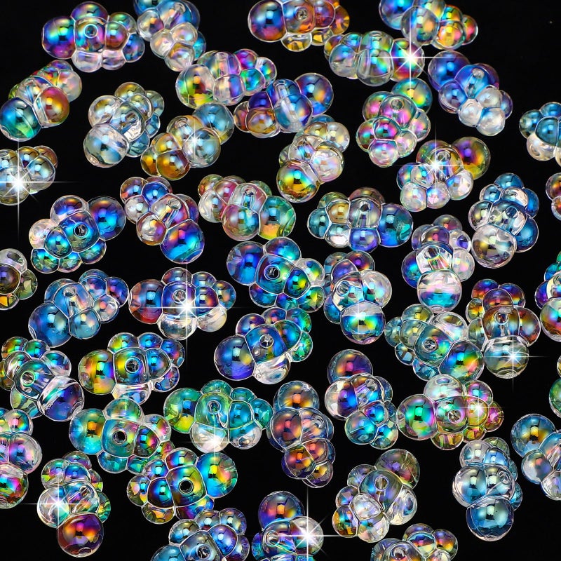 Liliaafar 50 Pcs Fake Bubble Clusters for Dollhouse Mini Bathtub Dollhouse Accessories AB Colors Acrylic Bubble Cloud Beads Doll House Items for Fairy Garden Beach DIY Craft - Image 3