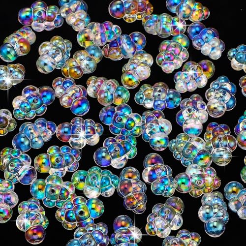 Liliaafar 50 Pcs Fake Bubble Clusters for Dollhouse Mini Bathtub Dollhouse Accessories AB Colors Acrylic Bubble Cloud Beads Doll House Items for Fairy Garden Beach DIY Craft - Image 1