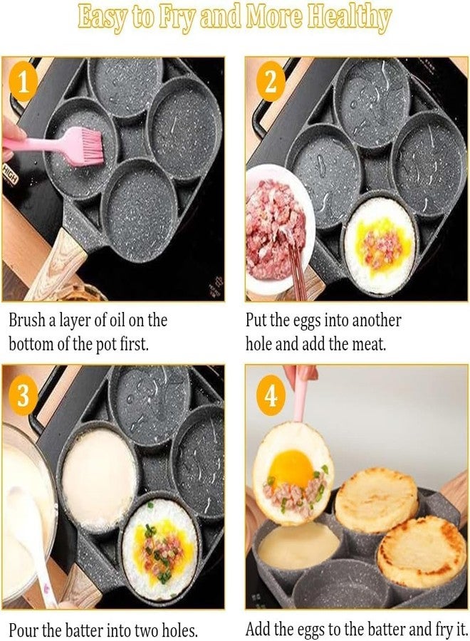 VishBin 4 in 1 Frying Pan with Detachable Wooden Handle,Multi Purpose Frying pan for Omelet uttapam idli Burger Poached Egg Kitchen Breakfast (1 pcs/Multicolor) - Image 4