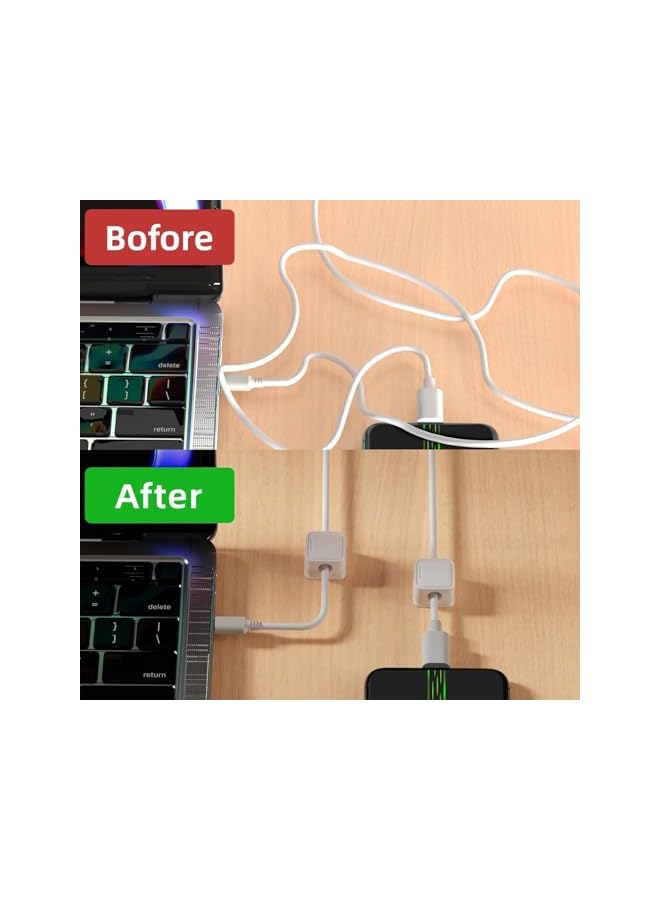 Green Tiger 6 Pcs Cable Management Organizer, Desk Wall Cable Clip, Magnetic Cable Organizer, Adhesive Wire Holder, Desktop Mouse Cable Home Use Simple Cable Winder - Image 5